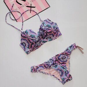 Victoria's Secret Paisley Getaway Halter Bikini Top and Cheeky Bikini Bottom